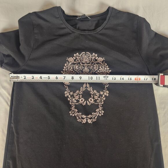 SAINT + SOFIA Womens Size 8 Black Short Sleeve Skull Dress - Picture 5 of 7